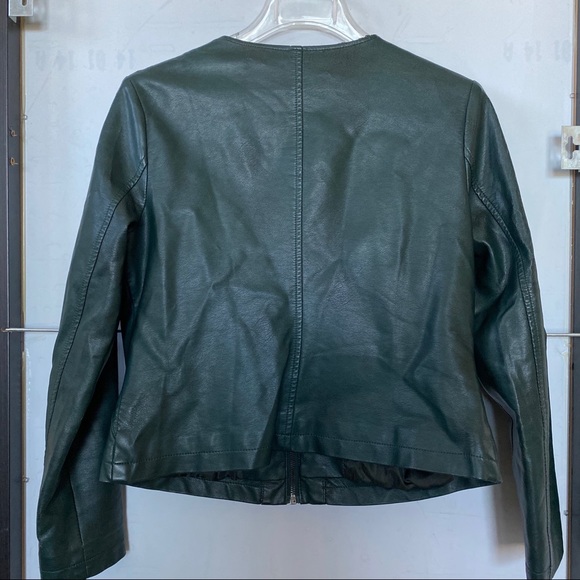 Teal tailored leather jacket - Picture 3 of 4